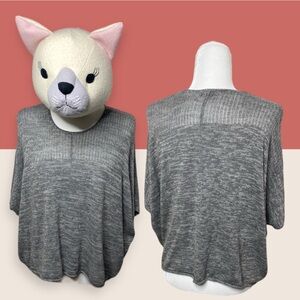 🩶  OAK+FORT OVERSIZED SHORT SLEEVE BAT WING TEXTURED KNIT PULLOVER GRAY XS